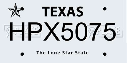 HPX5075 Texas License Plate
