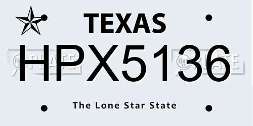 HPX5136 Texas License Plate