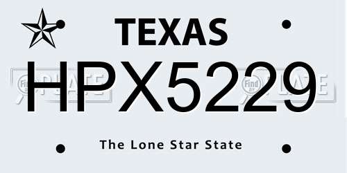 HPX5229 Texas License Plate