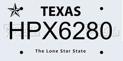 HPX6280 Texas License Plate