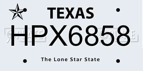 HPX6858 Texas License Plate