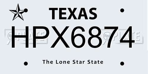 HPX6874 Texas License Plate