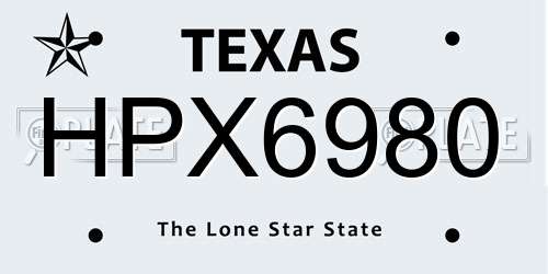 HPX6980 Texas License Plate