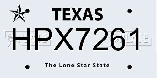 HPX7261 Texas License Plate