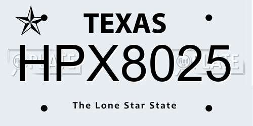 HPX8025 Texas License Plate