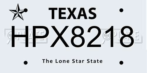 HPX8218 Texas License Plate