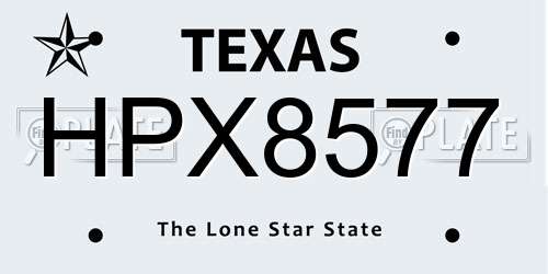 HPX8577 Texas License Plate