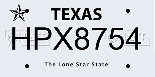 HPX8754 Texas License Plate