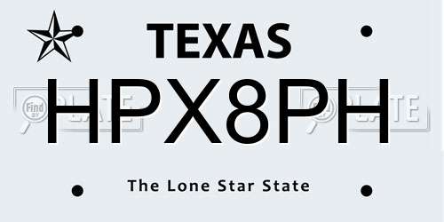 HPX8PH Texas License Plate