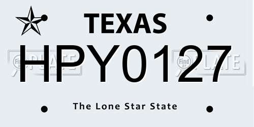HPY0127 Texas License Plate