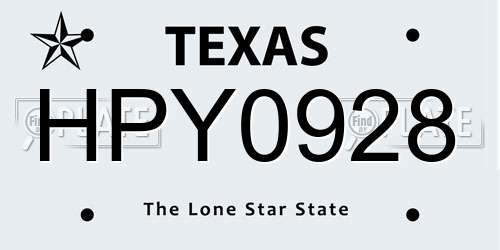 HPY0928 Texas License Plate
