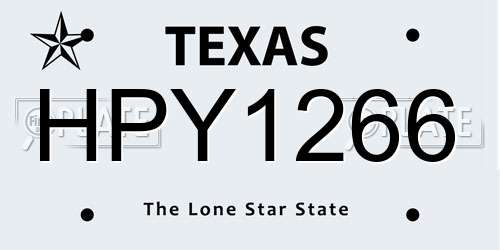 HPY1266 Texas License Plate