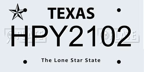 HPY2102 Texas License Plate