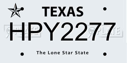 HPY2277 Texas License Plate
