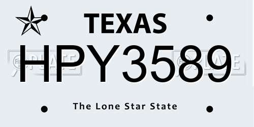 HPY3589 Texas License Plate