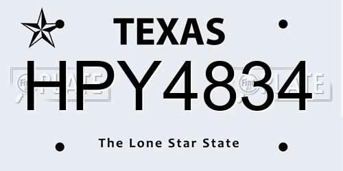 HPY4834 Texas License Plate