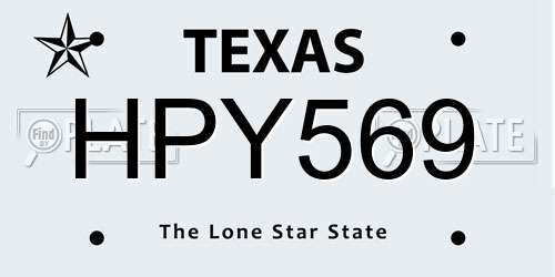 HPY569 Texas License Plate