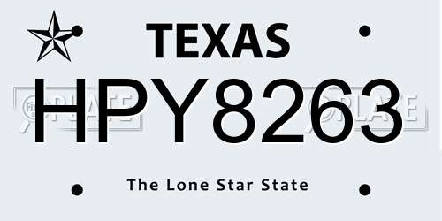HPY8263 Texas License Plate