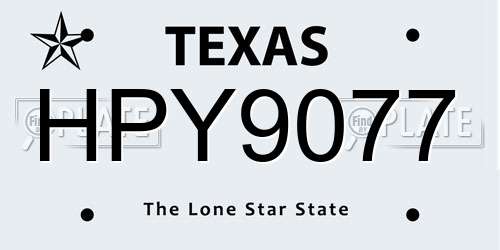 HPY9077 Texas License Plate