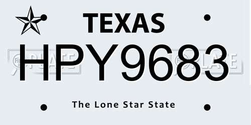 HPY9683 Texas License Plate