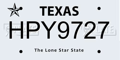 HPY9727 Texas License Plate