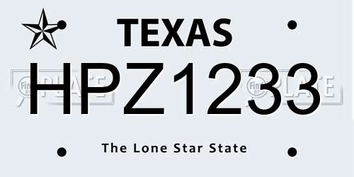 HPZ1233 Texas License Plate