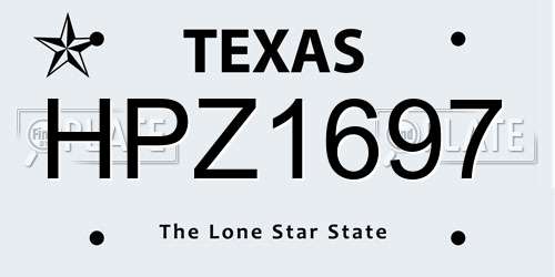 HPZ1697 Texas License Plate