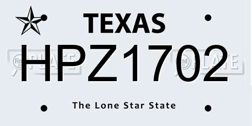 HPZ1702 Texas License Plate