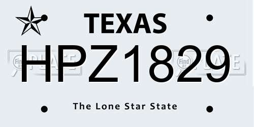 HPZ1829 Texas License Plate