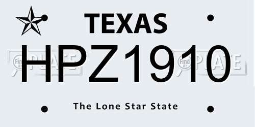 HPZ1910 Texas License Plate