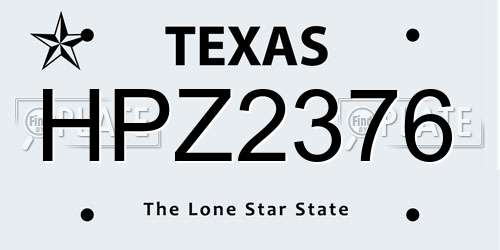 HPZ2376 Texas License Plate