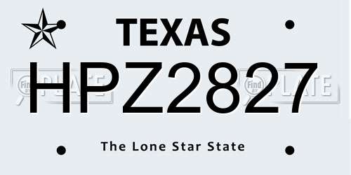 HPZ2827 Texas License Plate