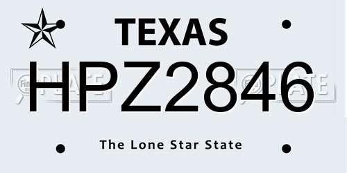HPZ2846 Texas License Plate