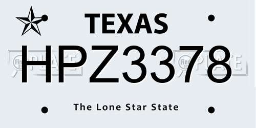 HPZ3378 Texas License Plate