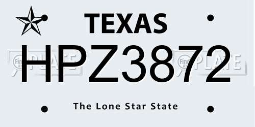 HPZ3872 Texas License Plate