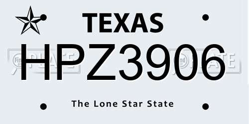 HPZ3906 Texas License Plate