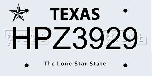 HPZ3929 Texas License Plate