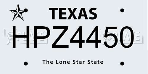 HPZ4450 Texas License Plate
