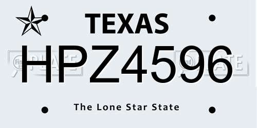 HPZ4596 Texas License Plate