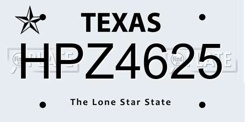 HPZ4625 Texas License Plate