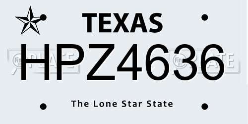 HPZ4636 Texas License Plate