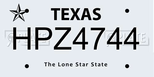 HPZ4744 Texas License Plate