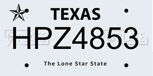 HPZ4853 Texas License Plate