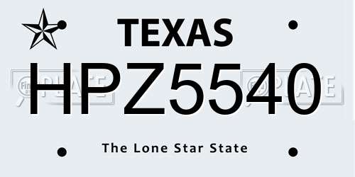 HPZ5540 Texas License Plate