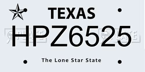HPZ6525 Texas License Plate