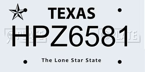 HPZ6581 Texas License Plate