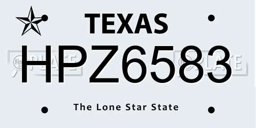 HPZ6583 Texas License Plate