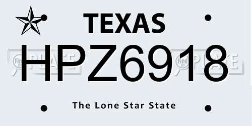 HPZ6918 Texas License Plate