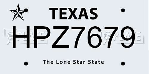 HPZ7679 Texas License Plate