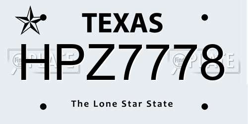 HPZ7778 Texas License Plate